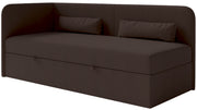 Jugendbett 90x200 cm Calmmo linksseitig mit Stauraum, dunkelbrauner hydrophober Chenillebezug