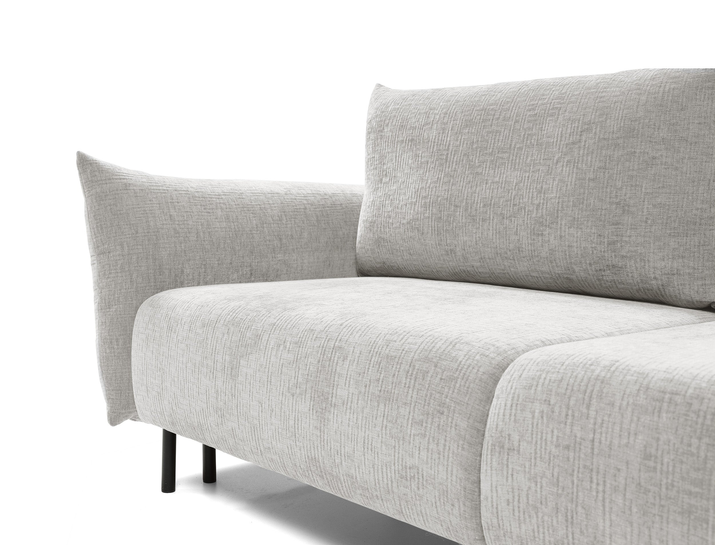 Dreisitziges ausklappbares Sofa Candeiro mit Stauraum, grauer Chenille-Bezug