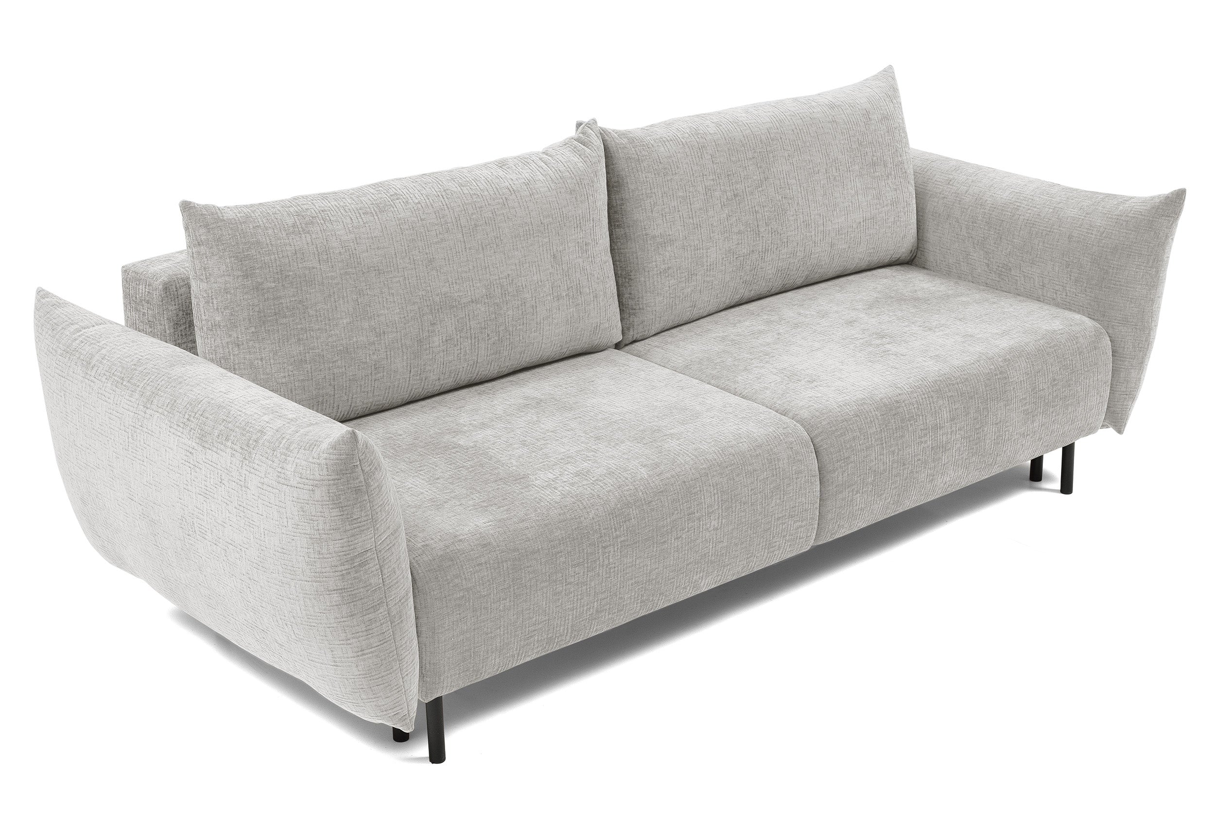 Dreisitziges ausklappbares Sofa Candeiro mit Stauraum, grauer Chenille-Bezug