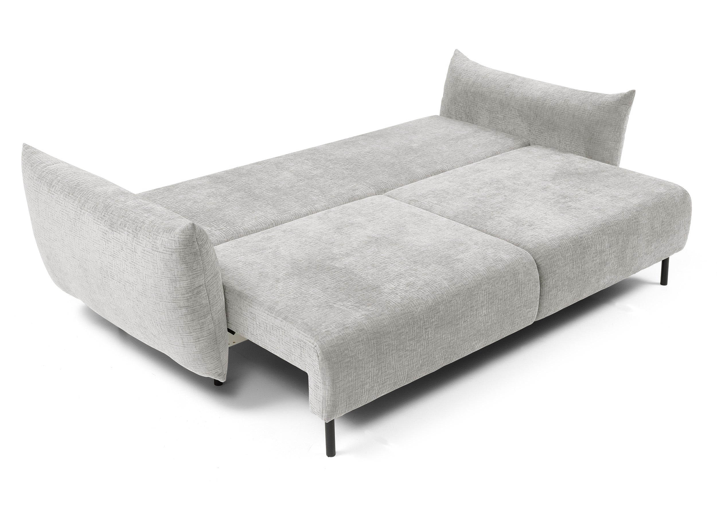 Dreisitziges ausklappbares Sofa Candeiro mit Stauraum, grauer Chenille-Bezug