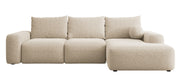 Ecksofa mit Schlaffunktion Carnos, L-förmig mit Ball, einzelne Kissen, beige hydrophobes Chenille, rechtsseitig