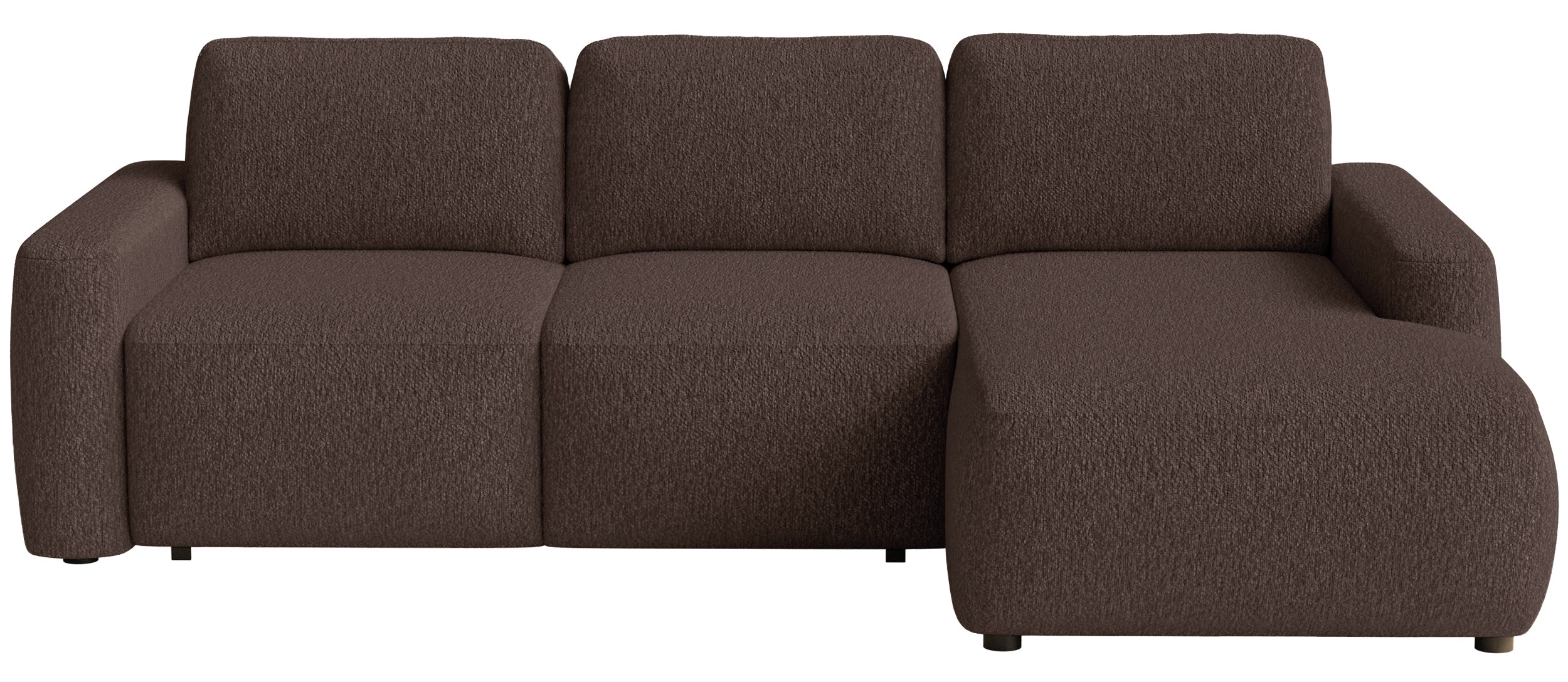 Ecksofa mit Schlaffunktion Carnos Mini, L-förmig, rechtsseitig, braunes Chenille