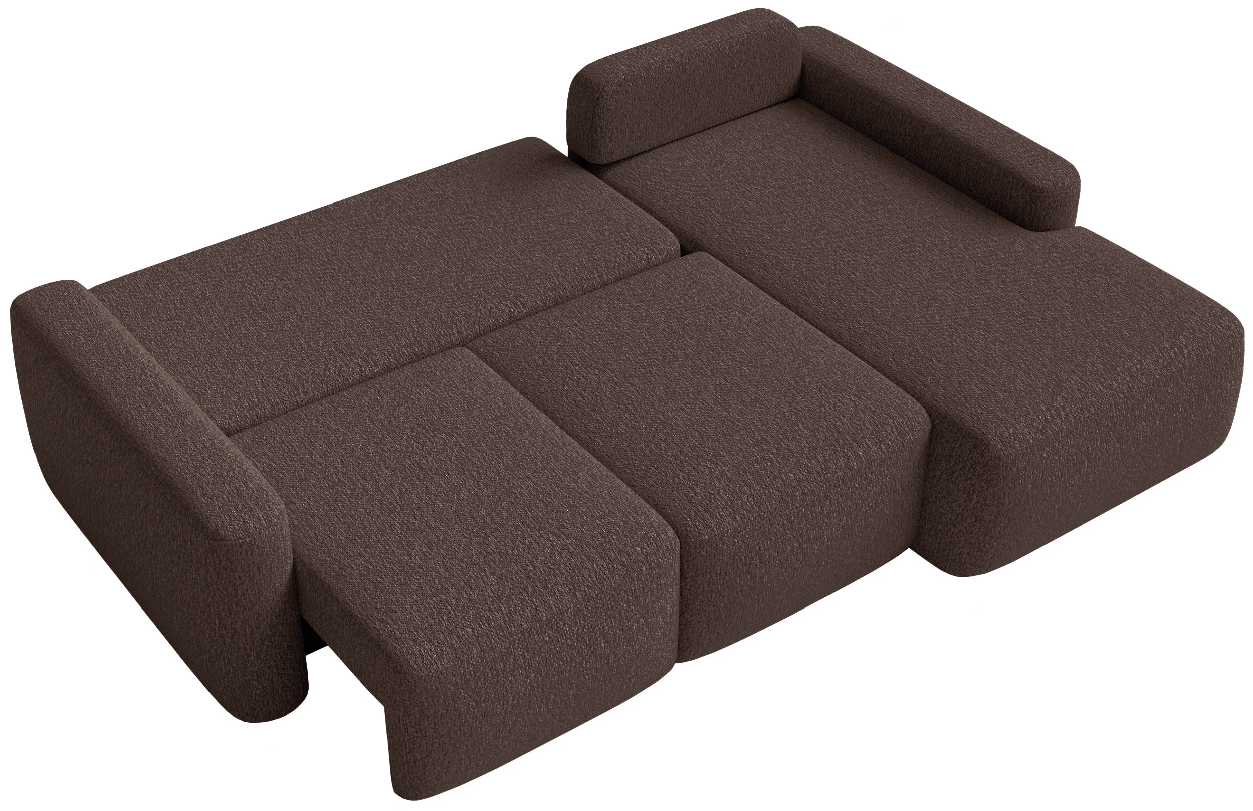 Ecksofa mit Schlaffunktion Carnos Mini, L-förmig, rechtsseitig, braunes Chenille