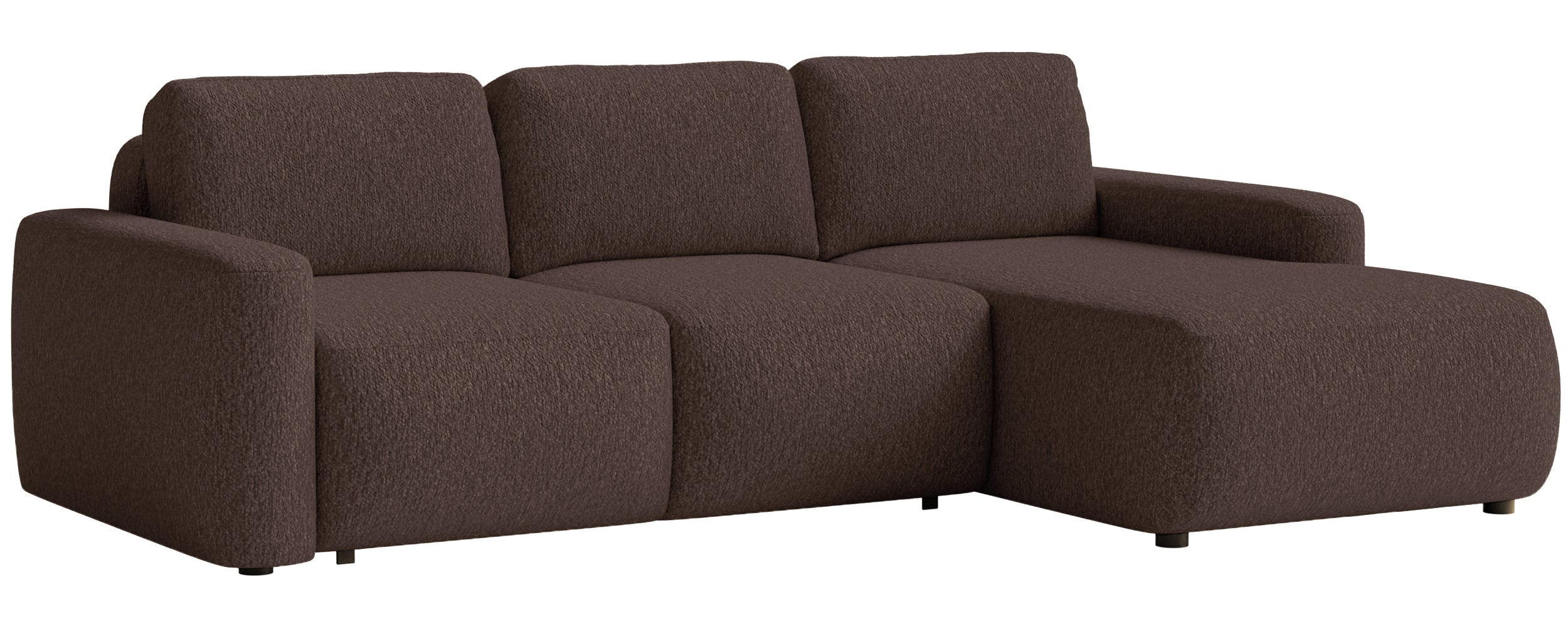 Ecksofa mit Schlaffunktion Carnos Mini, L-förmig, rechtsseitig, braunes Chenille