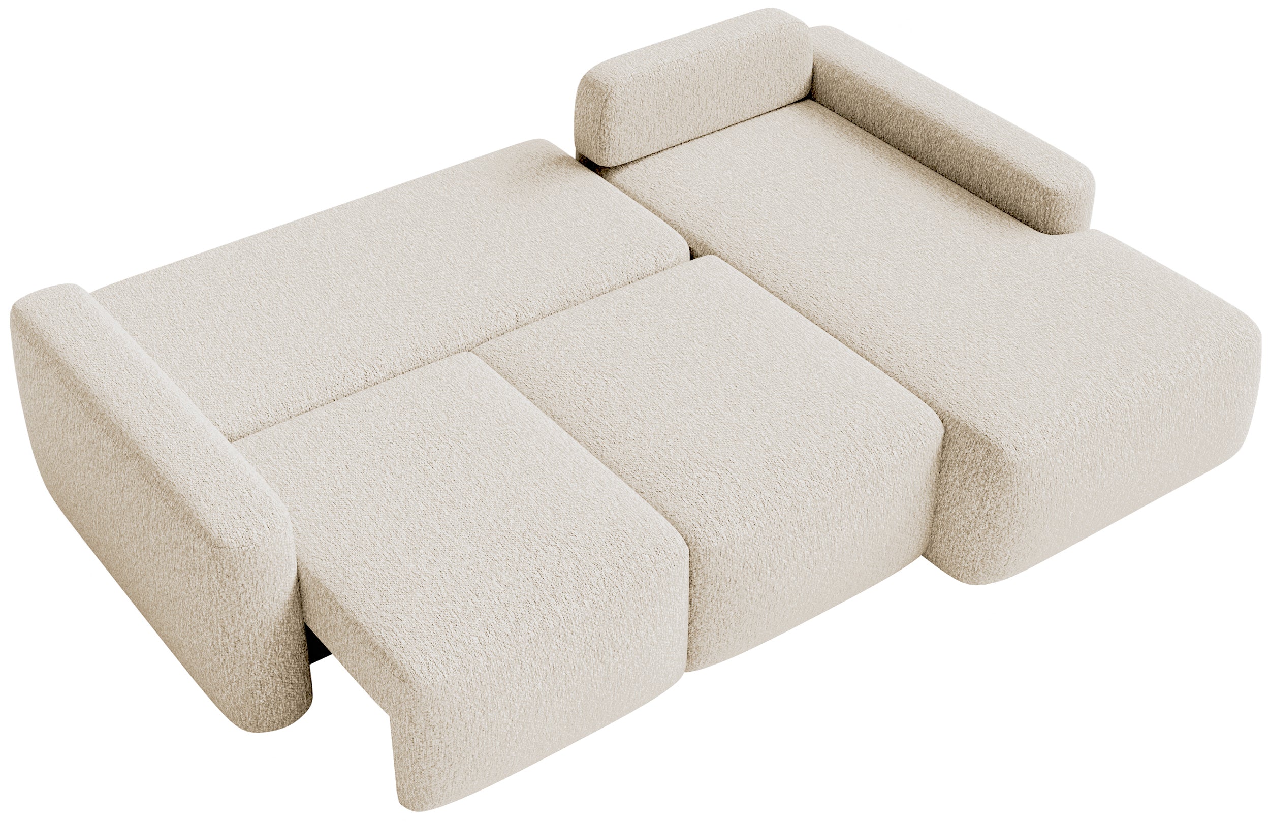 Ecksofa mit Schlaffunktion Carnos Mini, L-förmig, rechtsseitig, hellbeige Chenille