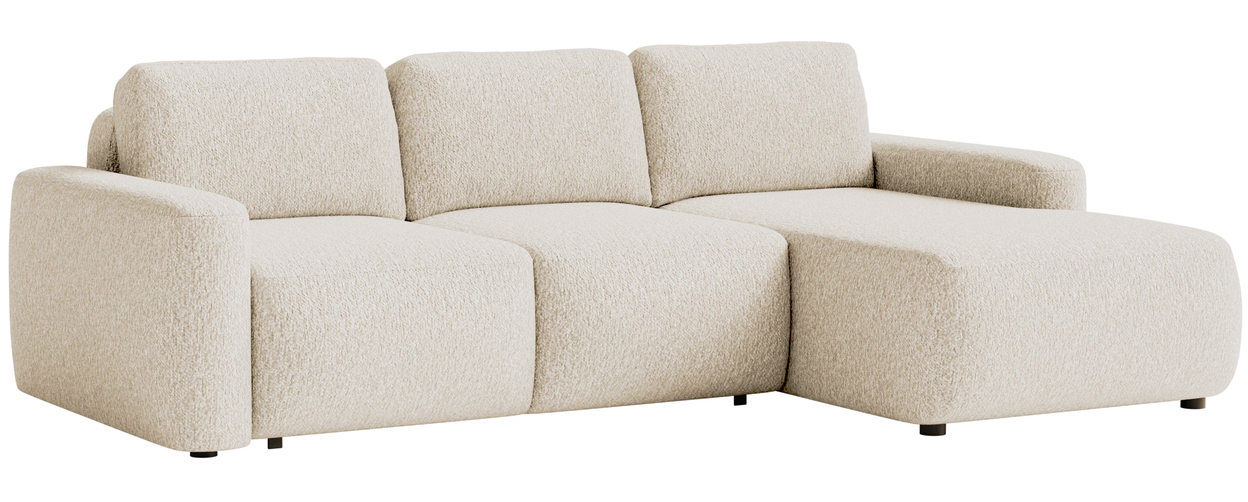 Ecksofa mit Schlaffunktion Carnos Mini, L-förmig, rechtsseitig, hellbeige Chenille