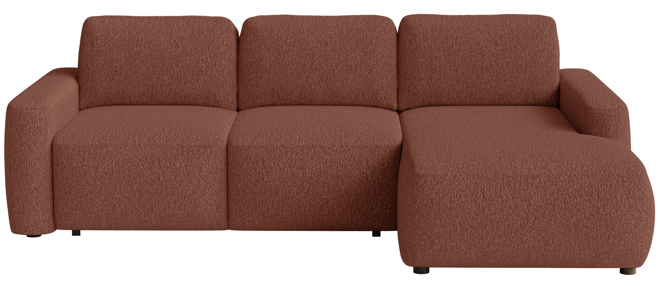 Ecksofa mit Schlaffunktion Carnos Mini, L-förmig, rechtsseitig, kupferfarbenes Chenille