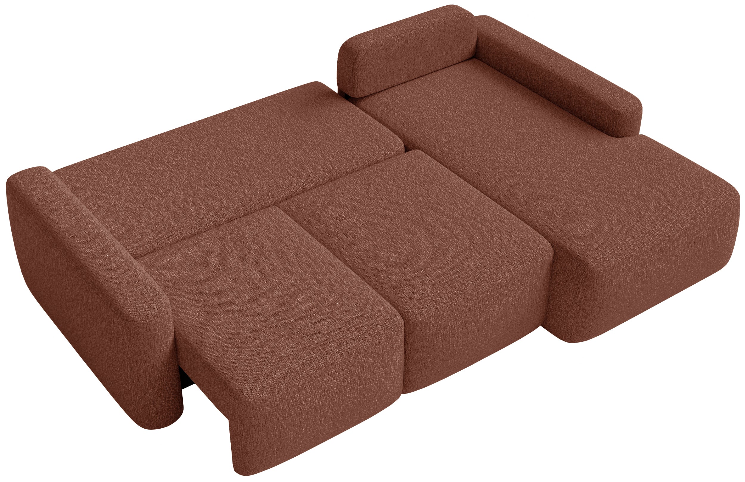 Ecksofa mit Schlaffunktion Carnos Mini, L-förmig, rechtsseitig, kupferfarbenes Chenille