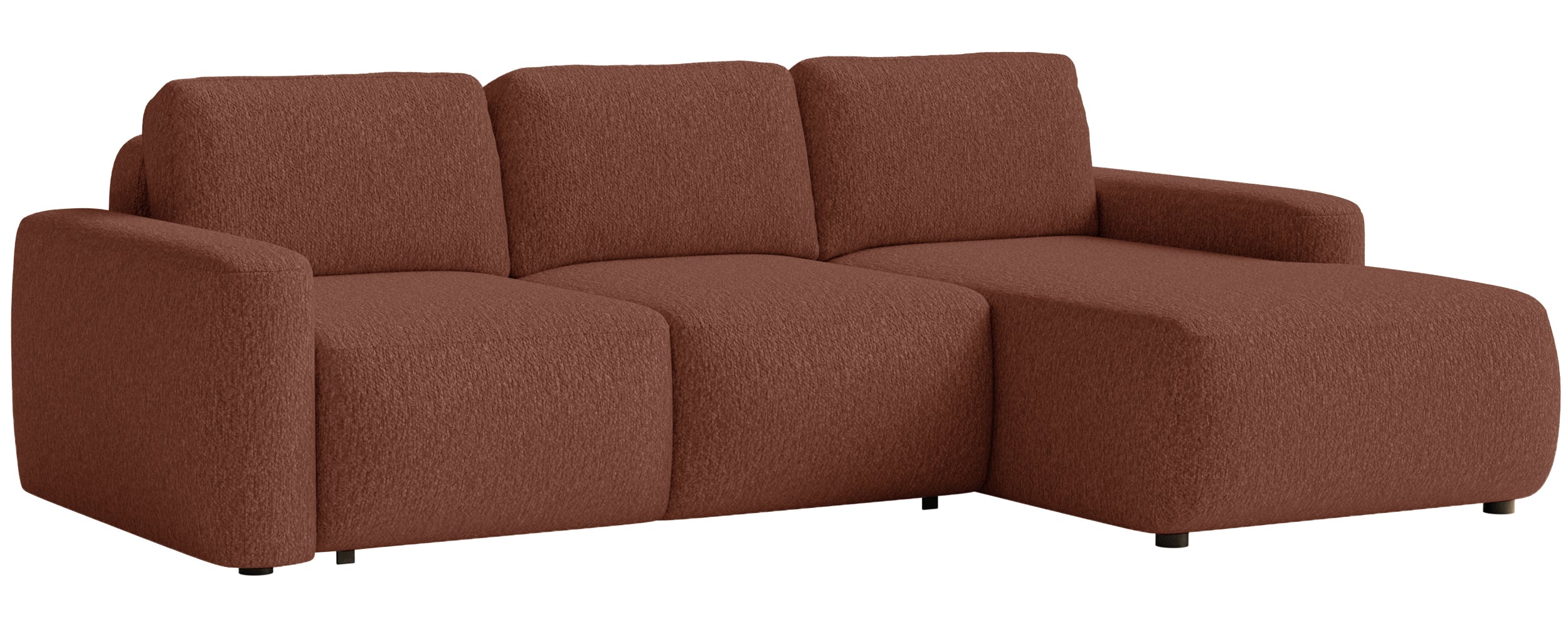 Ecksofa mit Schlaffunktion Carnos Mini, L-förmig, rechtsseitig, kupferfarbenes Chenille