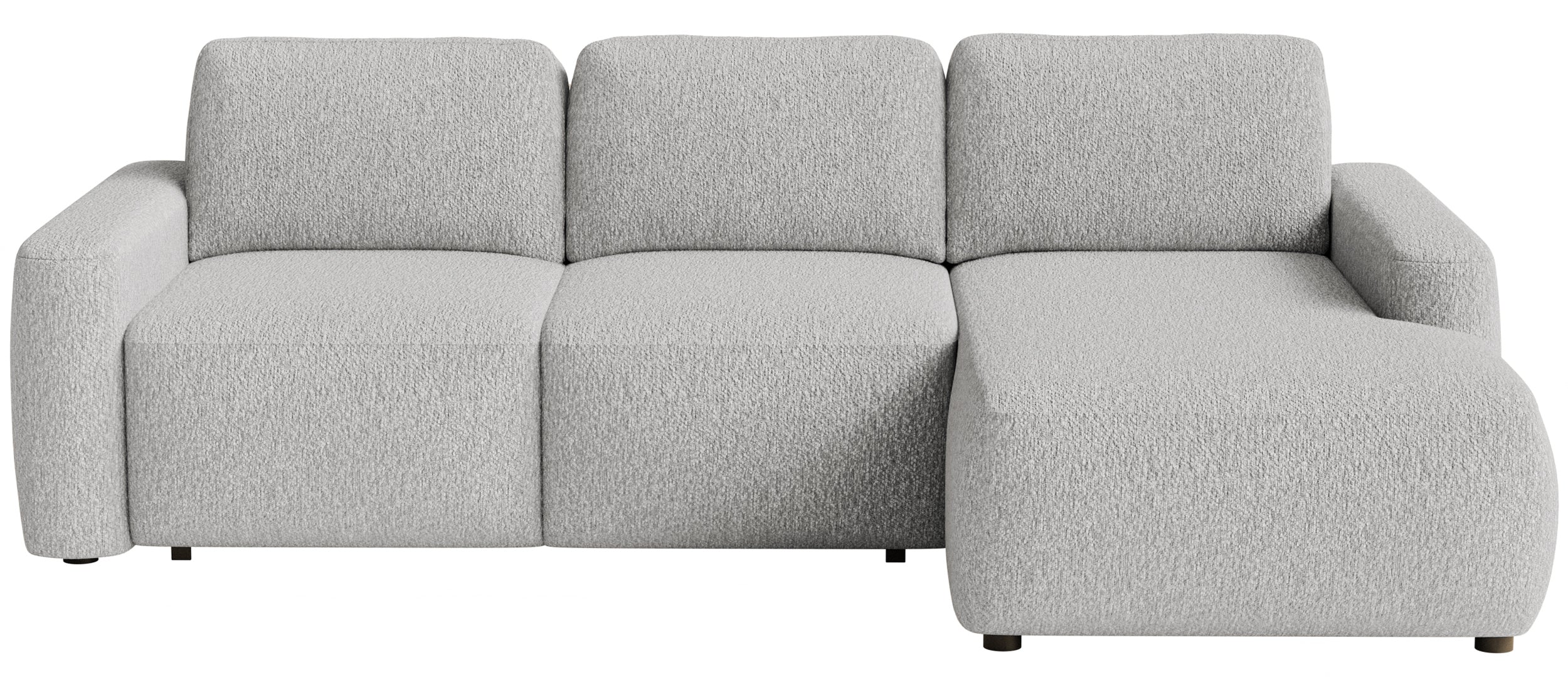 Ecksofa mit Schlafunktion Carnos Mini, L-förmig, rechtsseitig, hellgrauer Chenille-Stoff