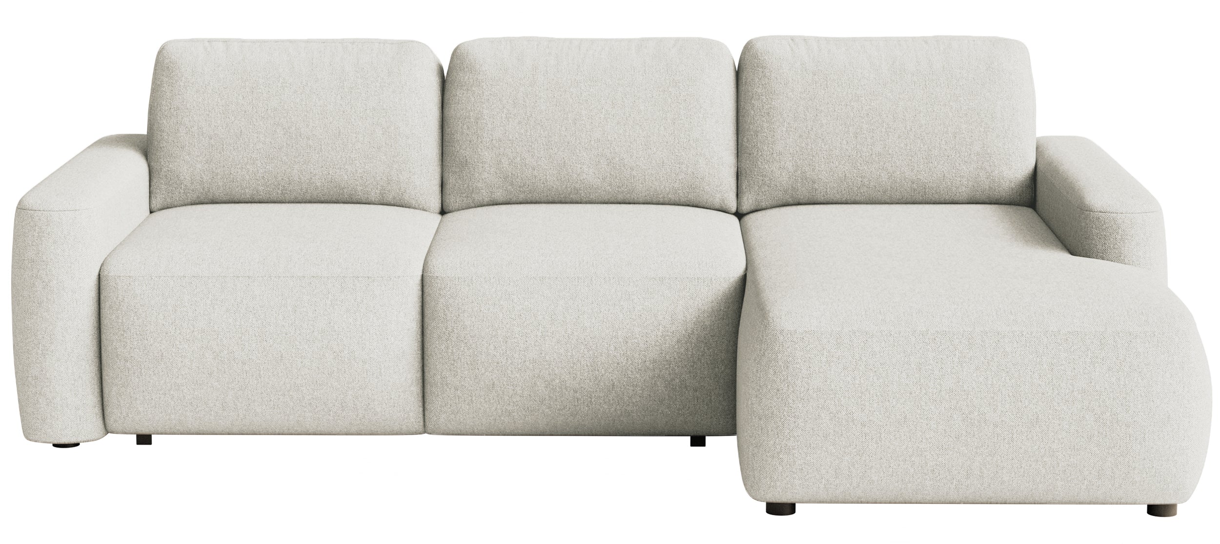 Ecksofa mit Schlaffunktion Carnos Mini, L-förmig, rechtsseitig, cremefarben, pflegeleichter Chenille-Stoff