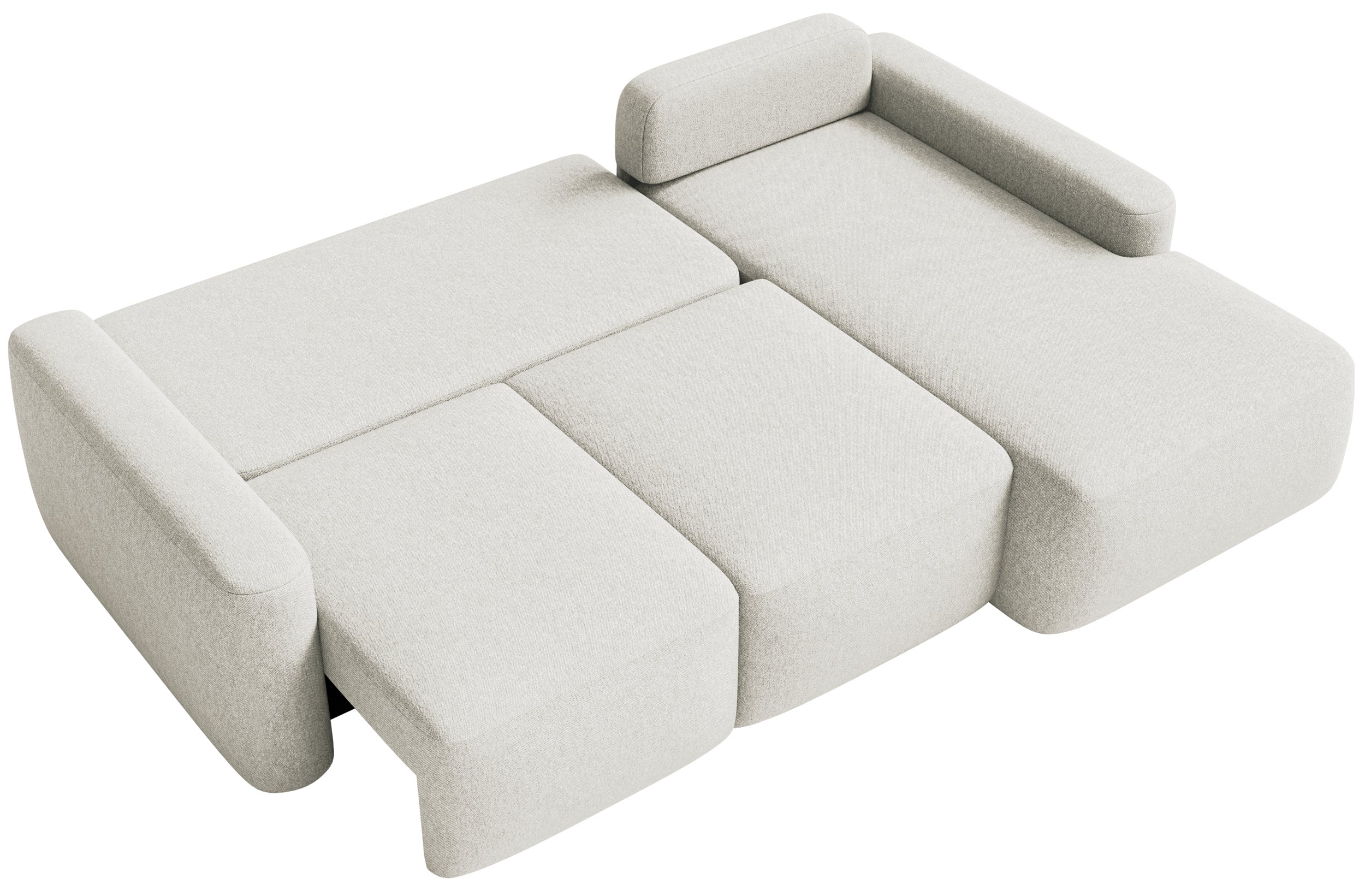 Ecksofa mit Schlaffunktion Carnos Mini, L-förmig, rechtsseitig, cremefarben, pflegeleichter Chenille-Stoff