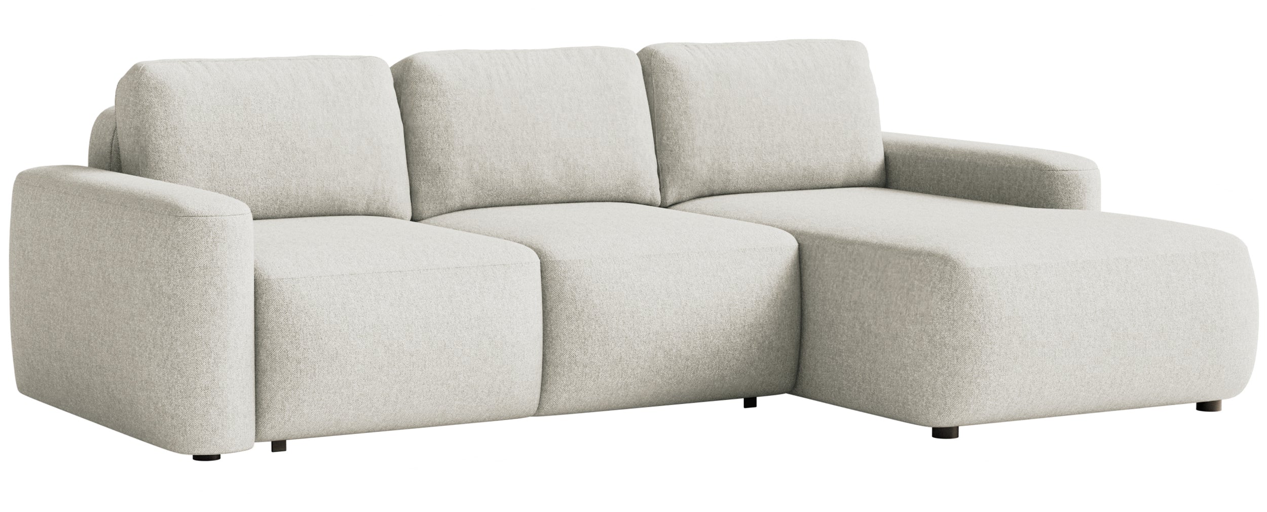 Ecksofa mit Schlaffunktion Carnos Mini, L-förmig, rechtsseitig, cremefarben, pflegeleichter Chenille-Stoff