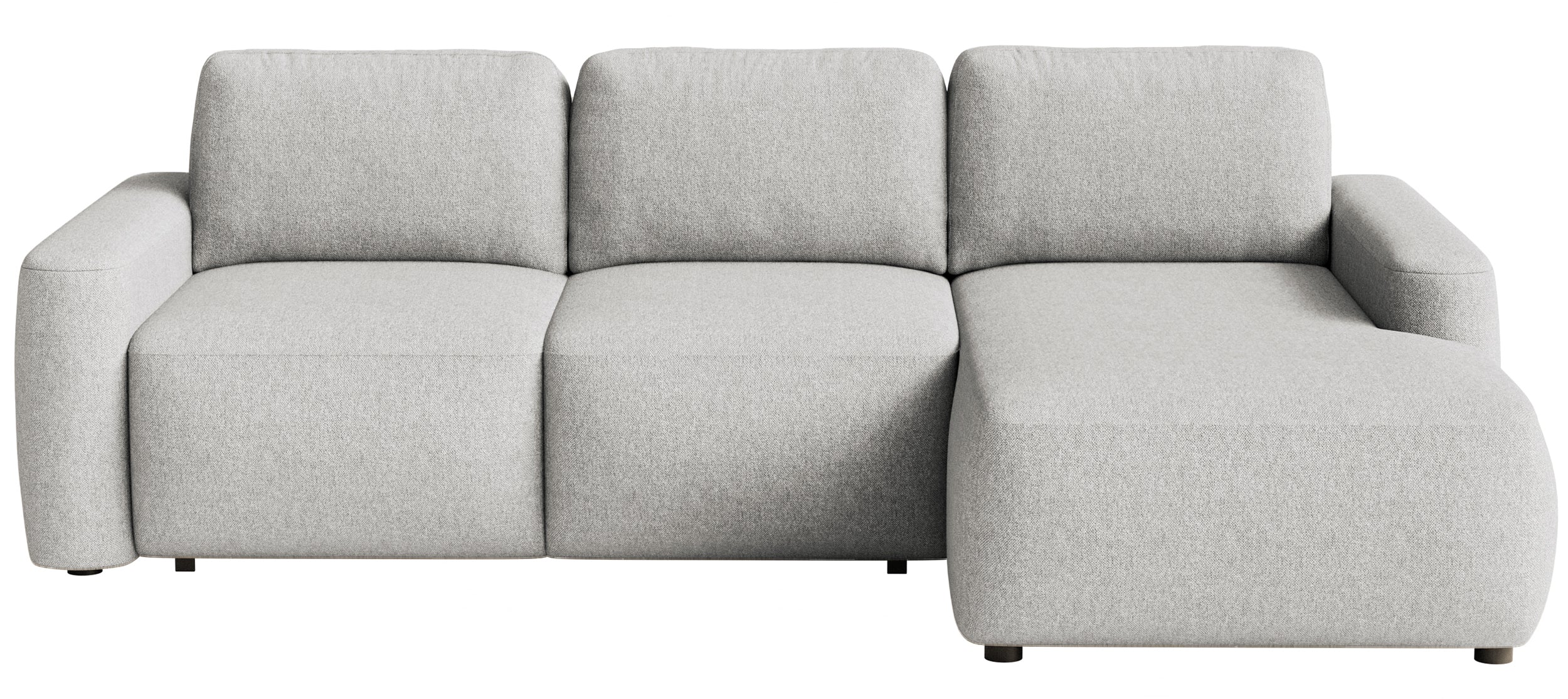 Ecksofa mit Schlaffunktion Carnos Mini, L-förmig, rechtsseitig, grau-beige, pflegeleichter Chenille-Stoff