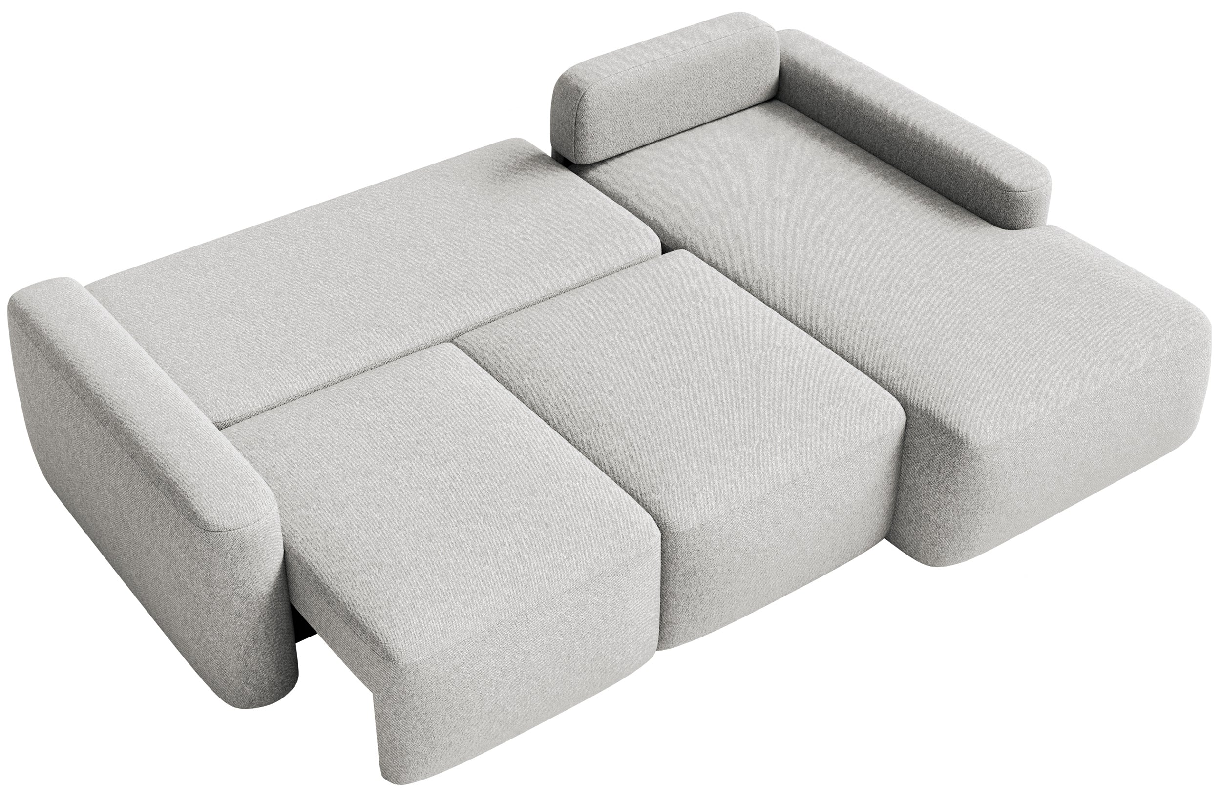 Ecksofa mit Schlaffunktion Carnos Mini, L-förmig, rechtsseitig, grau-beige, pflegeleichter Chenille-Stoff