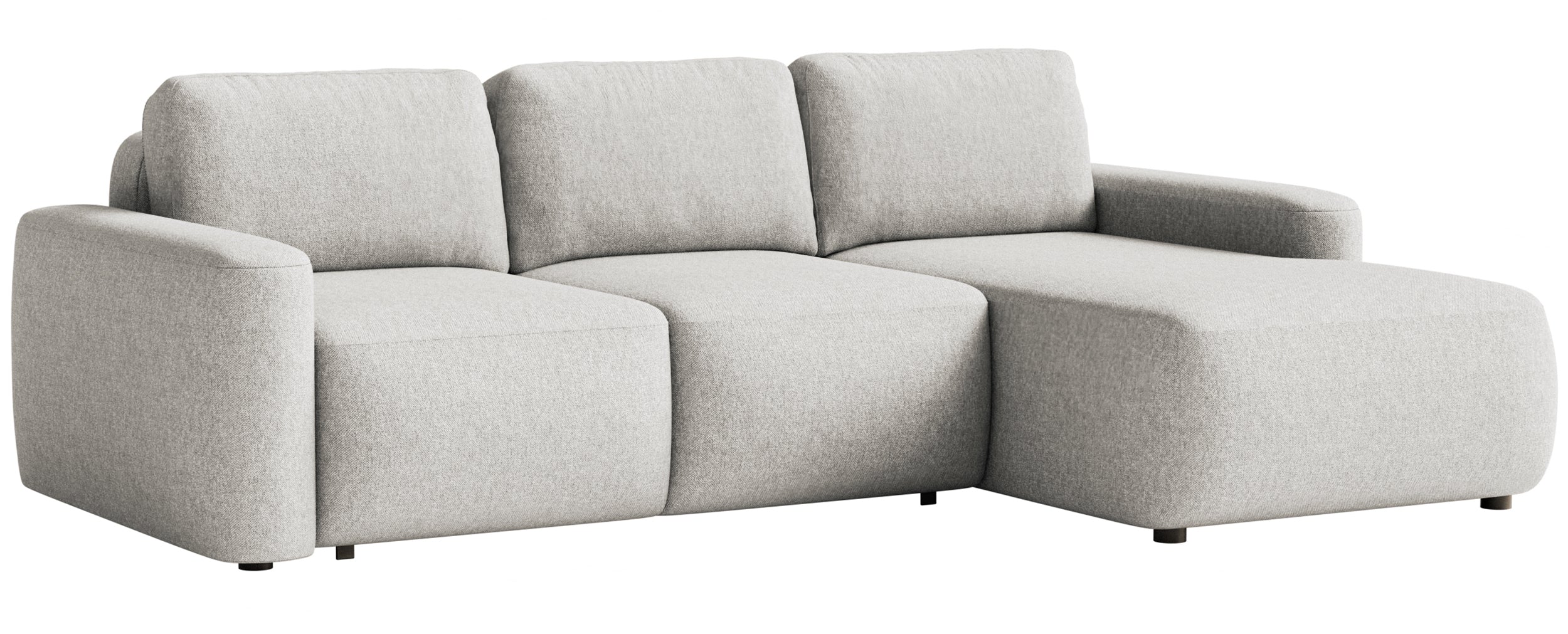 Ecksofa mit Schlaffunktion Carnos Mini, L-förmig, rechtsseitig, grau-beige, pflegeleichter Chenille-Stoff