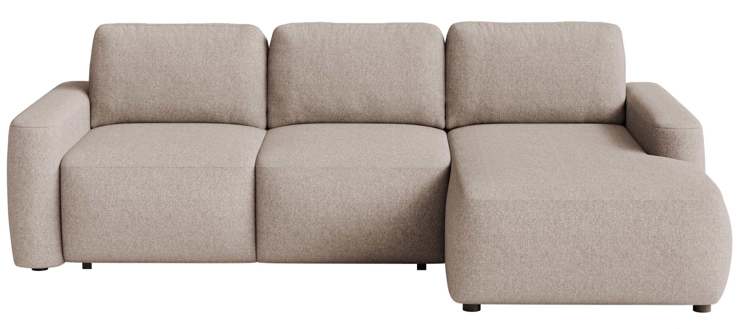 Ecksofa mit Schlaffunktion Carnos Mini, L-Form, rechtsseitig, beige, leicht zu reinigender Chenille-Stoff
