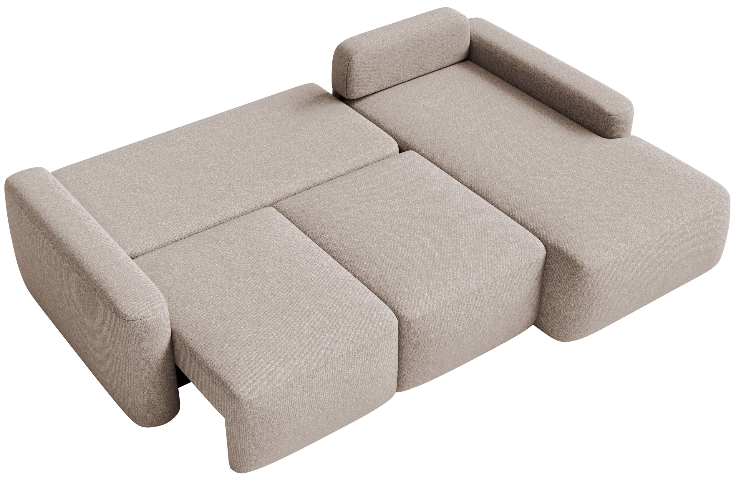 Ecksofa mit Schlaffunktion Carnos Mini, L-Form, rechtsseitig, beige, leicht zu reinigender Chenille-Stoff