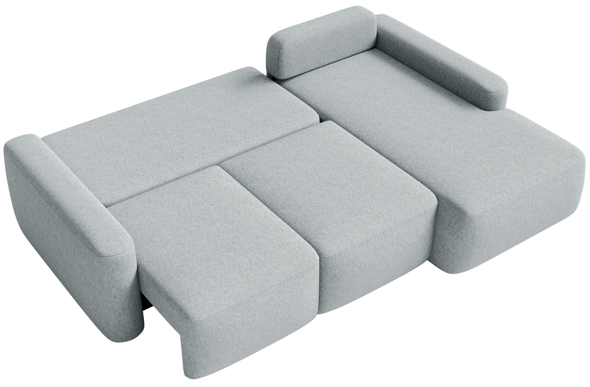 Ecksofa mit Schlaffunktion Carnos Mini, L-förmig, rechtsseitig, grau, pflegeleichter Chenille-Stoff