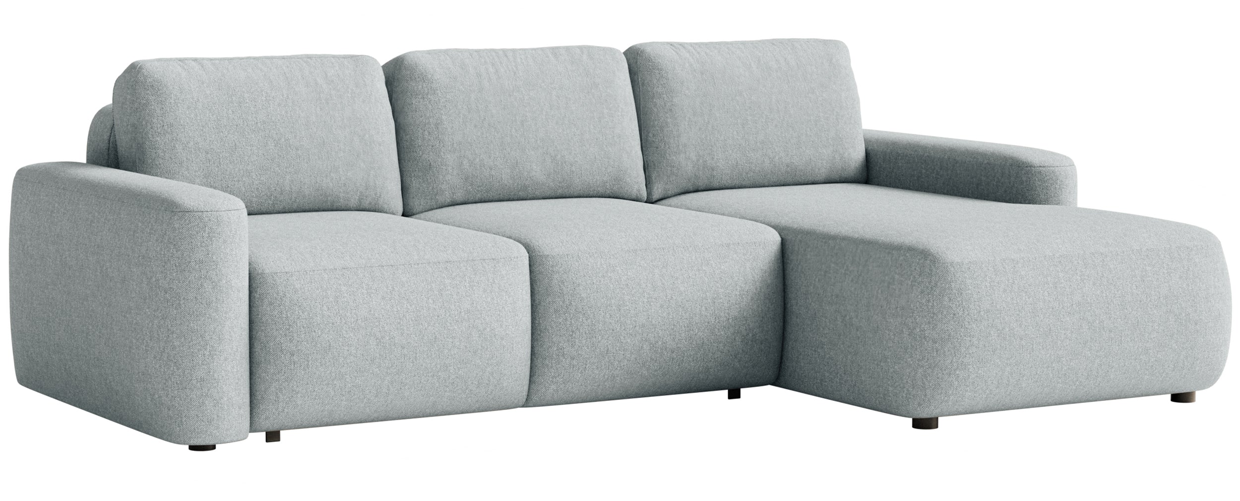 Ecksofa mit Schlaffunktion Carnos Mini, L-förmig, rechtsseitig, grau, pflegeleichter Chenille-Stoff
