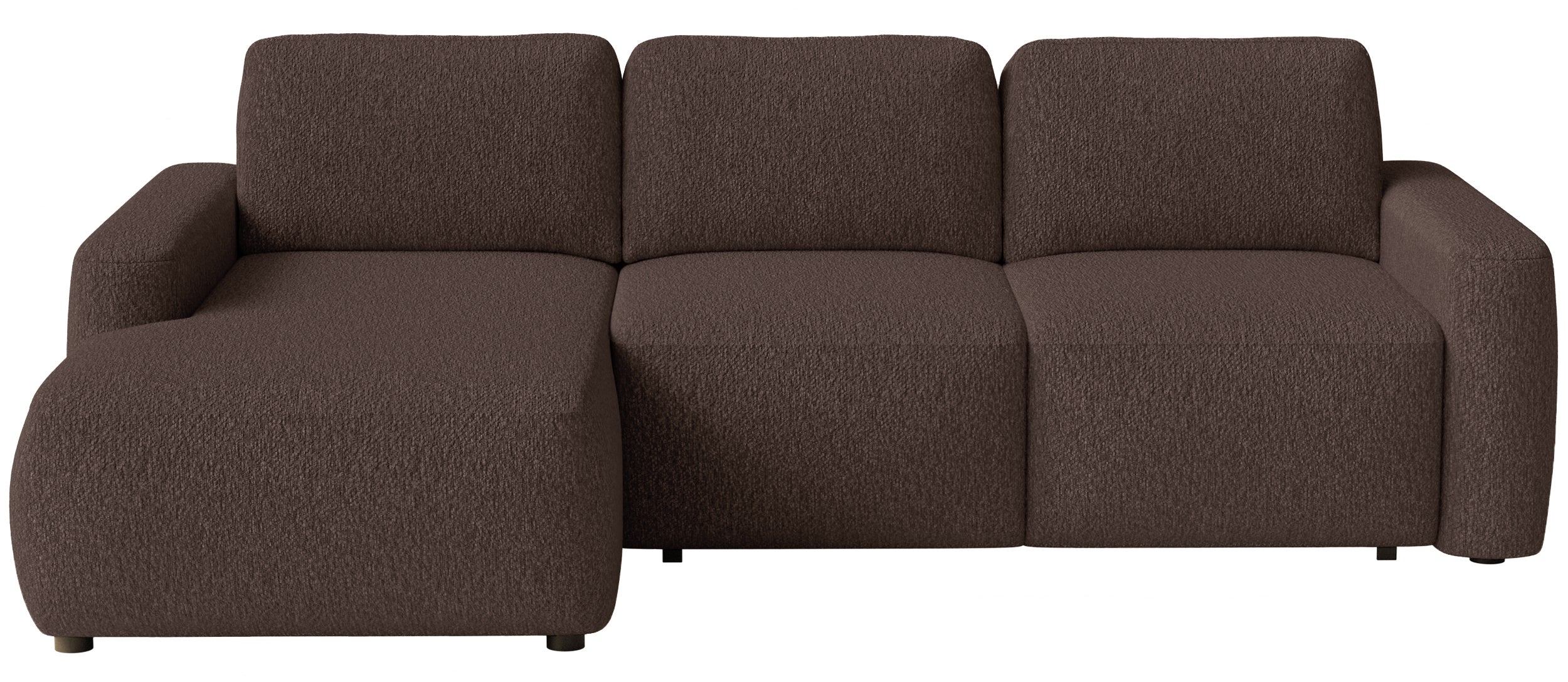 Ecksofa mit Schlafunktion Carnos Mini, L-förmig, linksseitig, braunes Chenille
