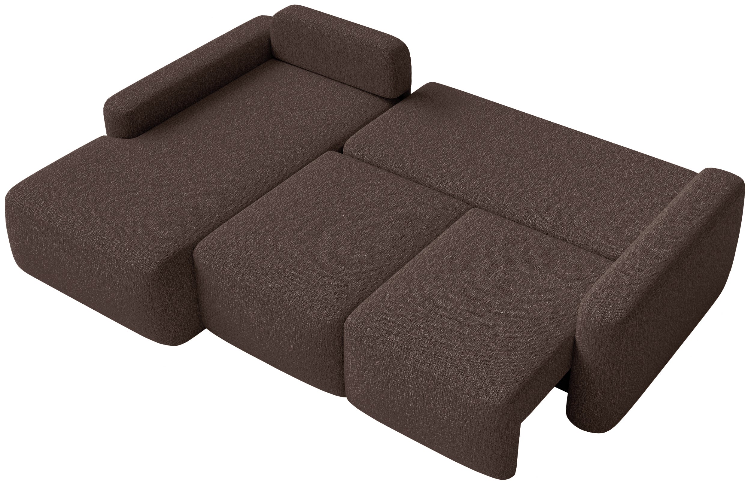 Ecksofa mit Schlafunktion Carnos Mini, L-förmig, linksseitig, braunes Chenille