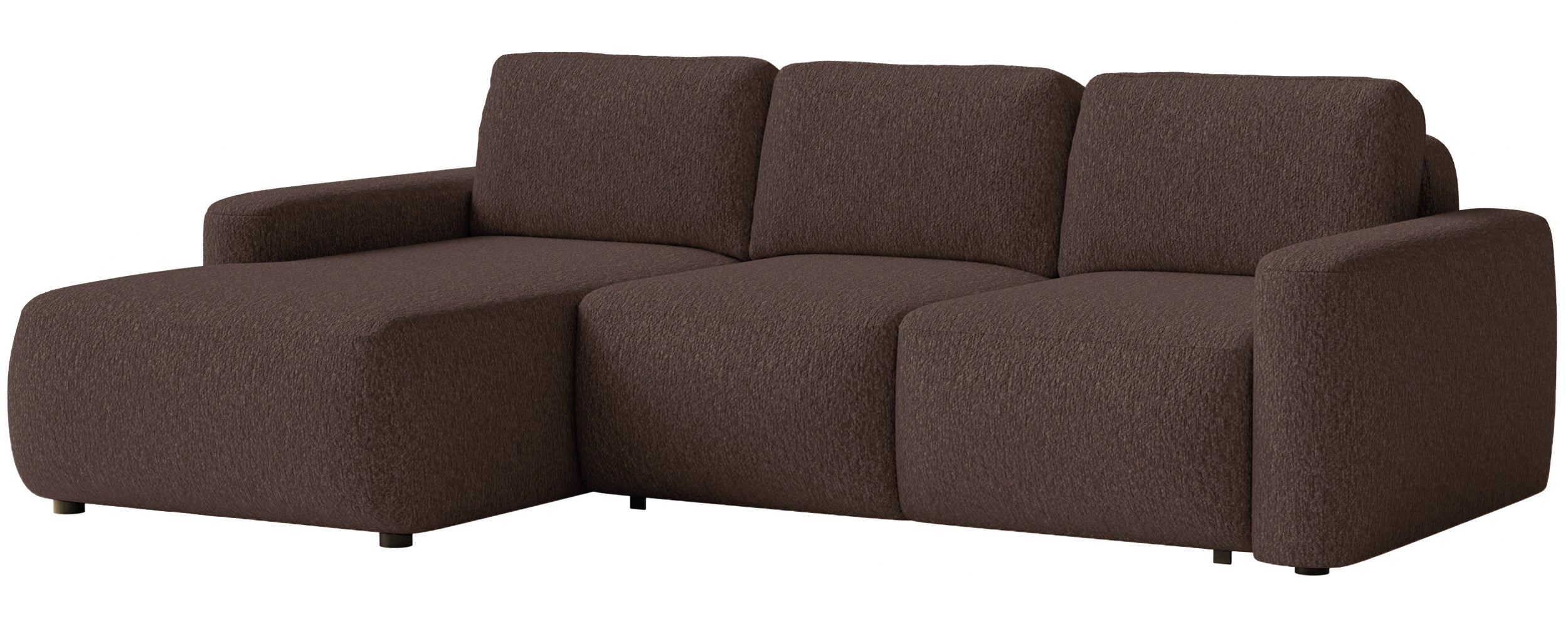 Ecksofa mit Schlafunktion Carnos Mini, L-förmig, linksseitig, braunes Chenille