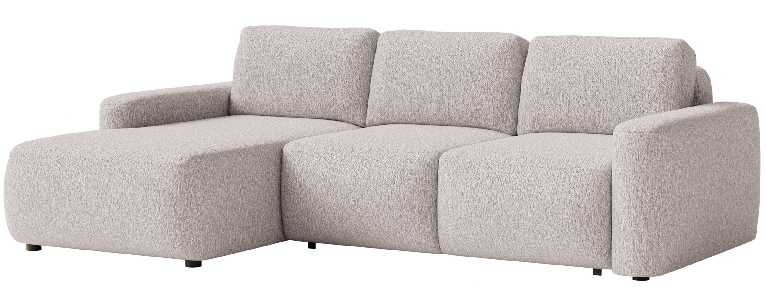 Ecksofa mit Schlaffunktion Carnos Mini, L-förmig, linksseitig, beige Chenille