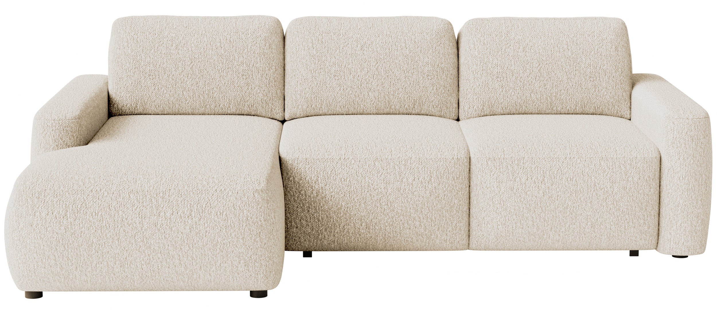 Ecksofa mit Schlaffunktion Carnos Mini, L-förmig, linksseitig, hellbeige Chenille