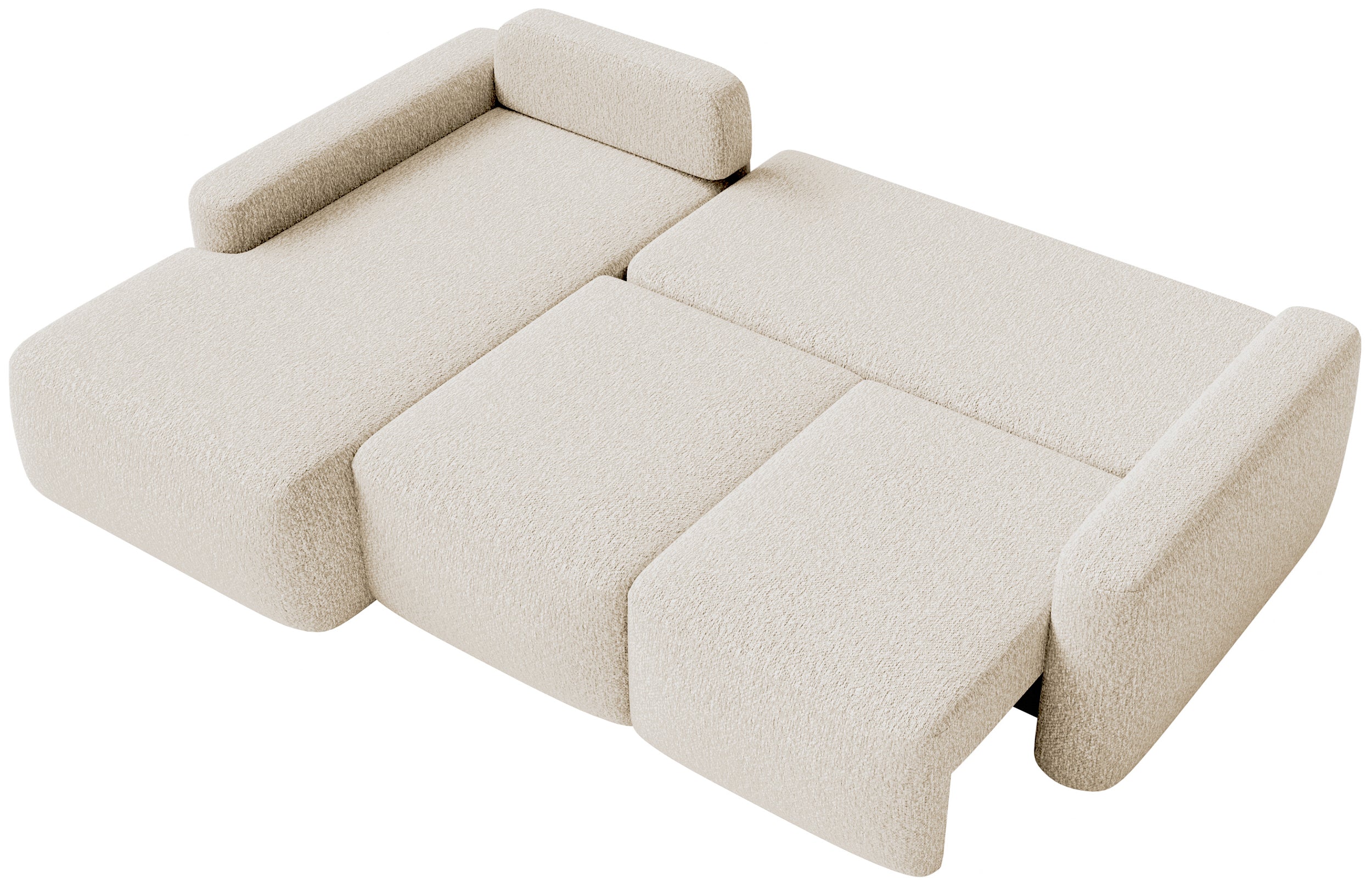 Ecksofa mit Schlaffunktion Carnos Mini, L-förmig, linksseitig, hellbeige Chenille