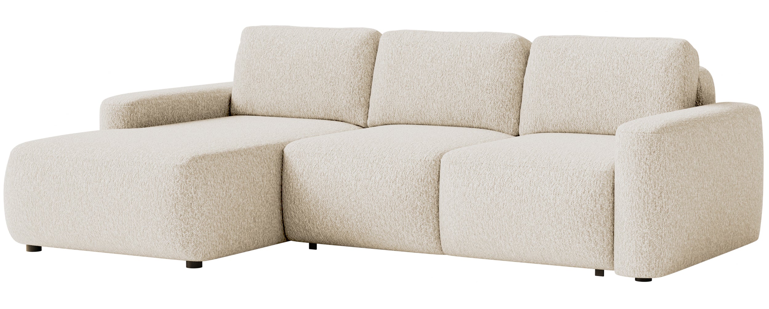 Ecksofa mit Schlaffunktion Carnos Mini, L-förmig, linksseitig, hellbeige Chenille