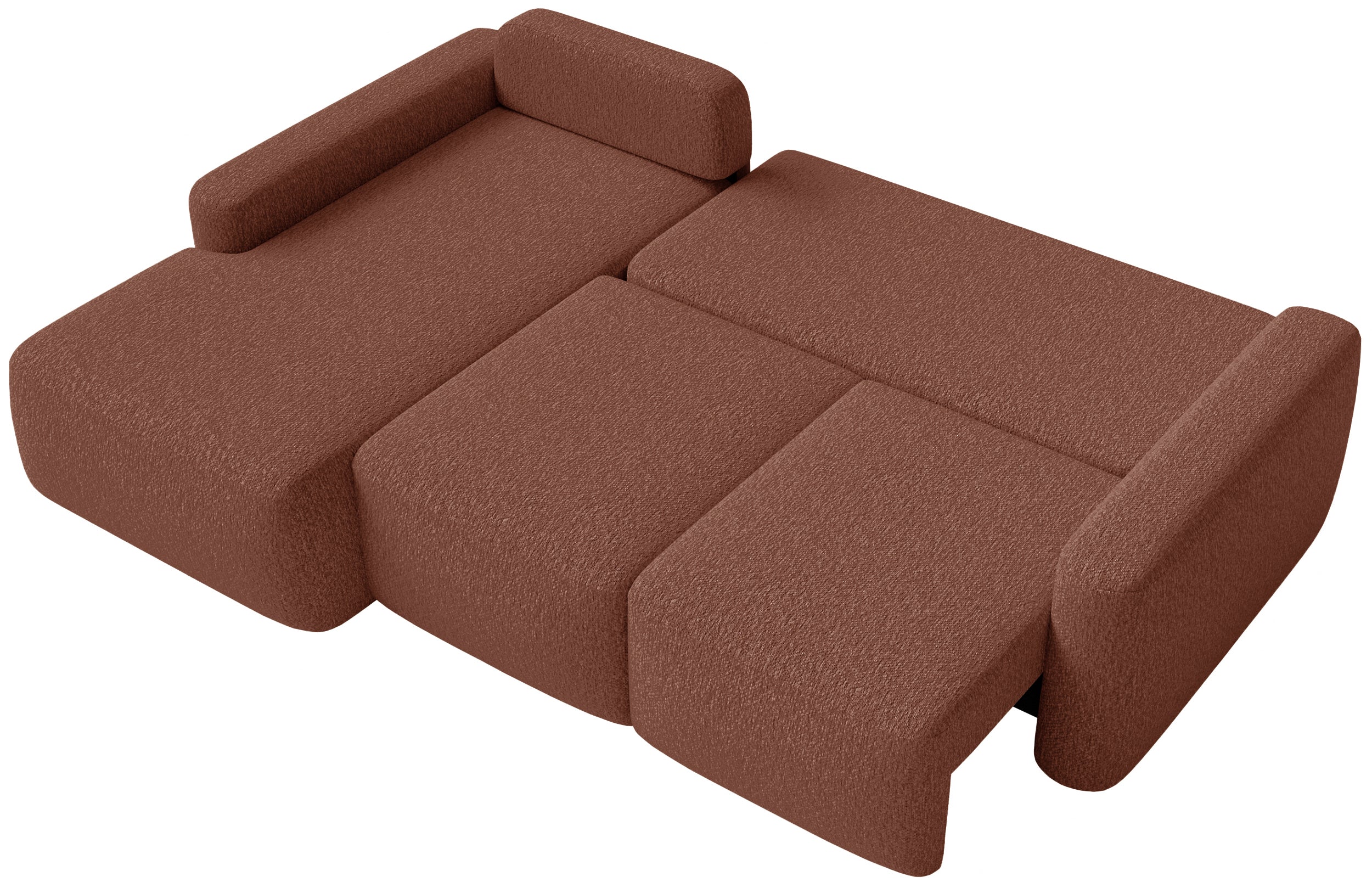 Ecksofa mit Schlaffunktion Carnos Mini, L-förmig, linksseitig, kupferfarbenes Chenille