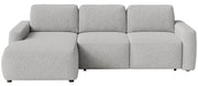 Ecksofa mit Schlaffunktion Carnos Mini, L-förmig, linksseitig, hellgrauer Chenille-Stoff