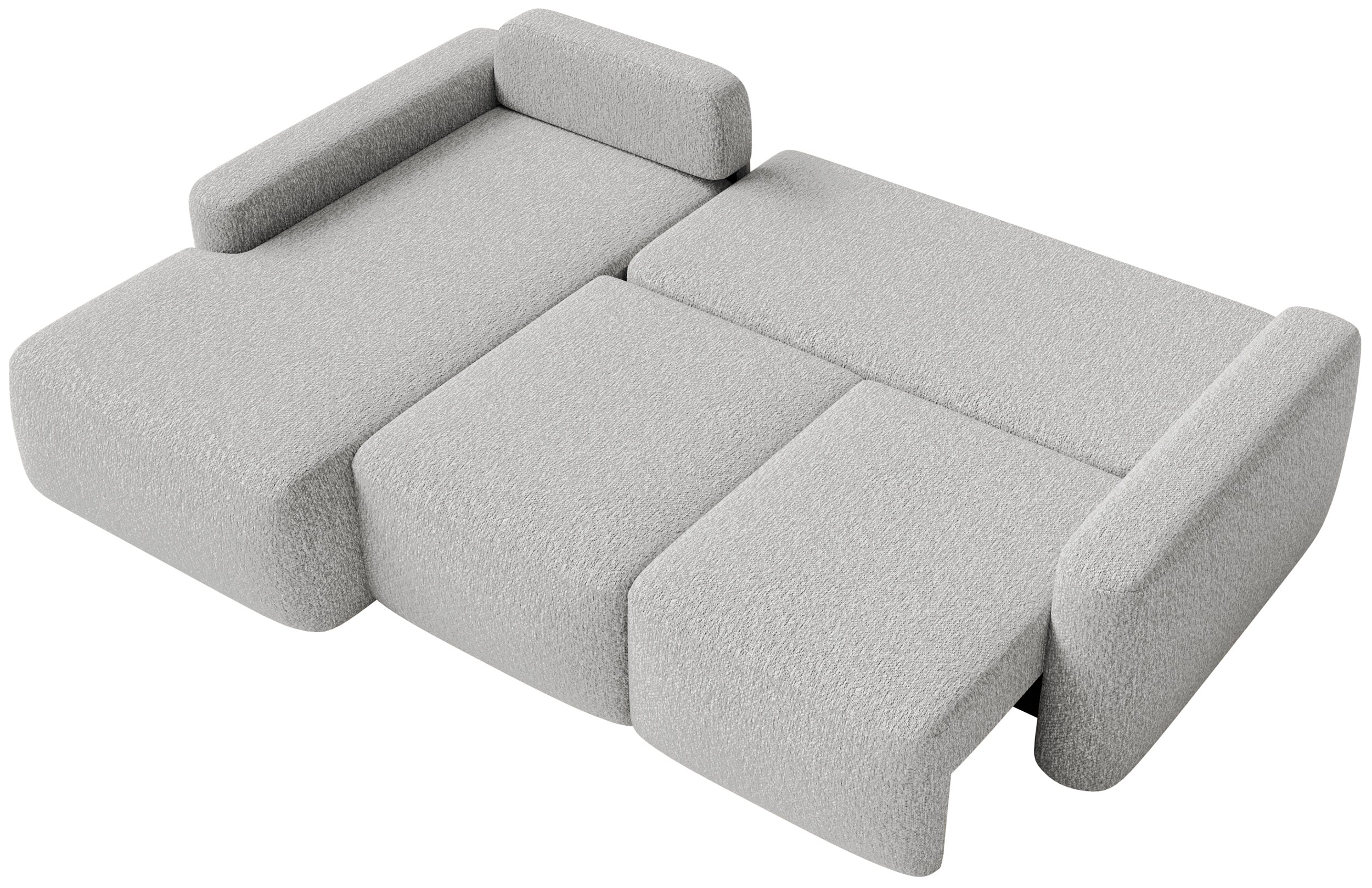 Ecksofa mit Schlaffunktion Carnos Mini, L-förmig, linksseitig, hellgrauer Chenille-Stoff