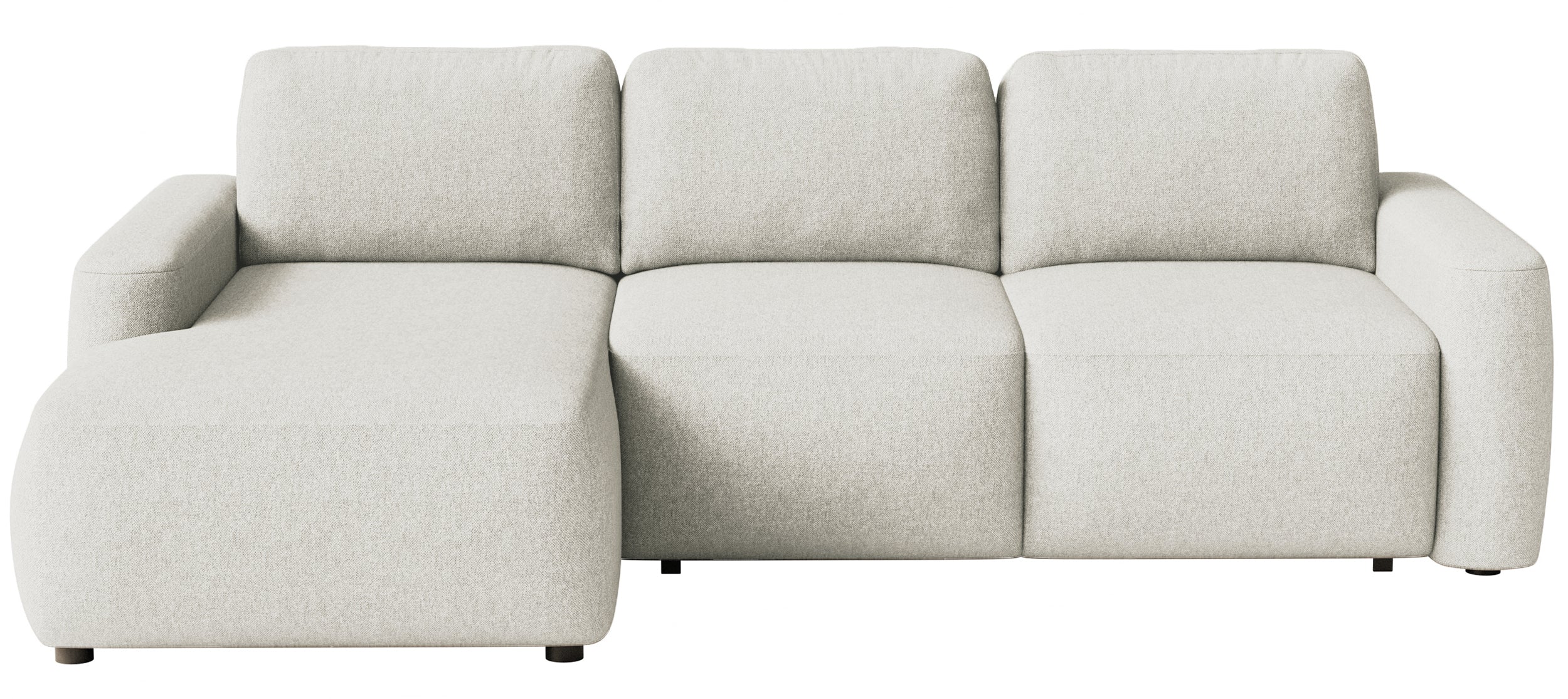 Ecksofa mit Schlafunktion Carnos Mini, L-förmig, linksseitig, cremefarben, pflegeleichter Chenillestoff