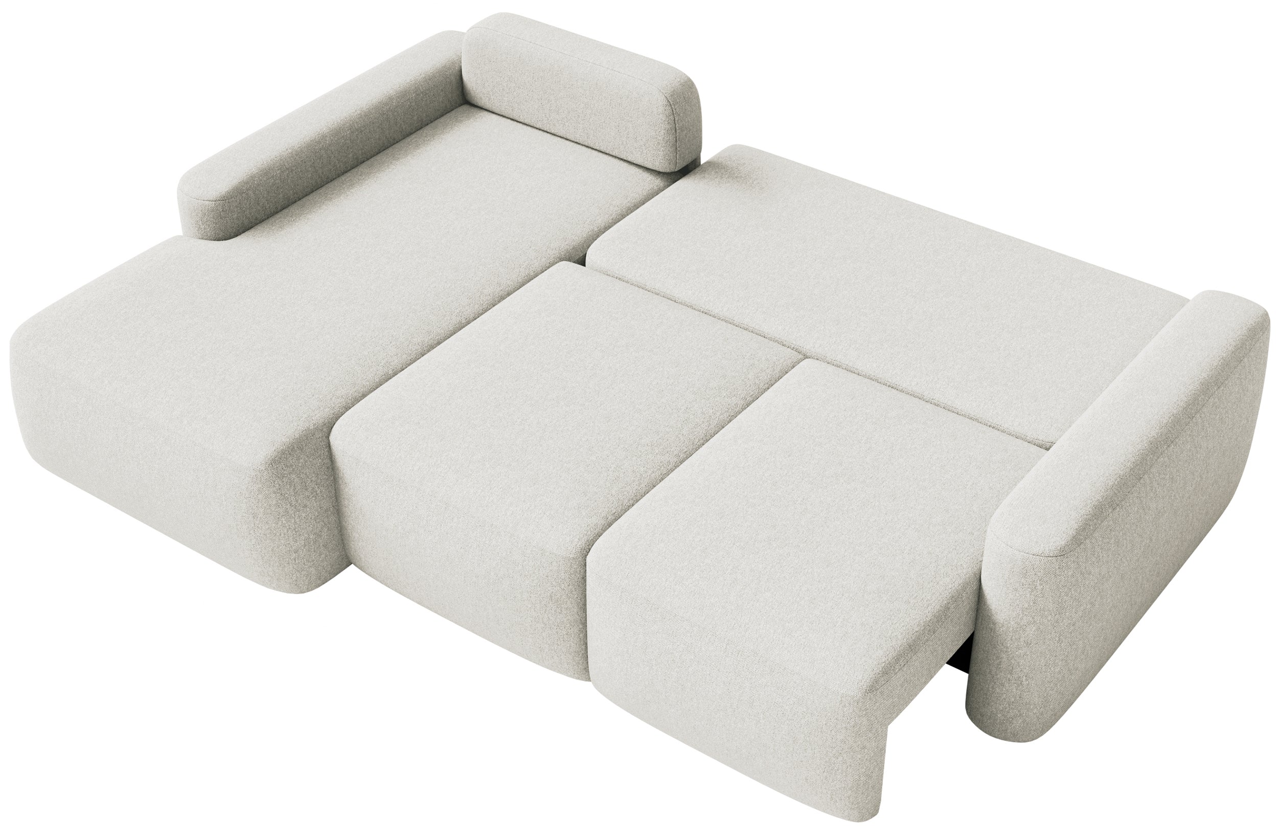 Ecksofa mit Schlafunktion Carnos Mini, L-förmig, linksseitig, cremefarben, pflegeleichter Chenillestoff