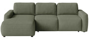 Ecksofa mit Schlaffunktion Carnos Mini, L-förmig, linksseitig, olivgrüner Chenille, leicht zu reinigen