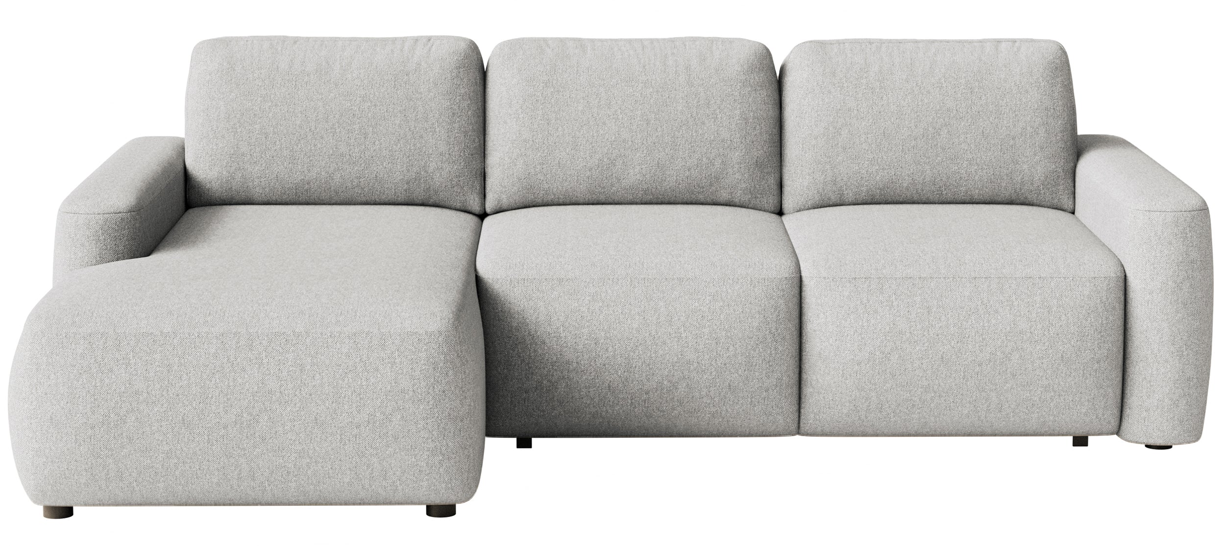 Ecksofa mit Schlaffunktion Carnos Mini, L-förmig, linksseitig, grau-beige, pflegeleichter Chenille-Stoff