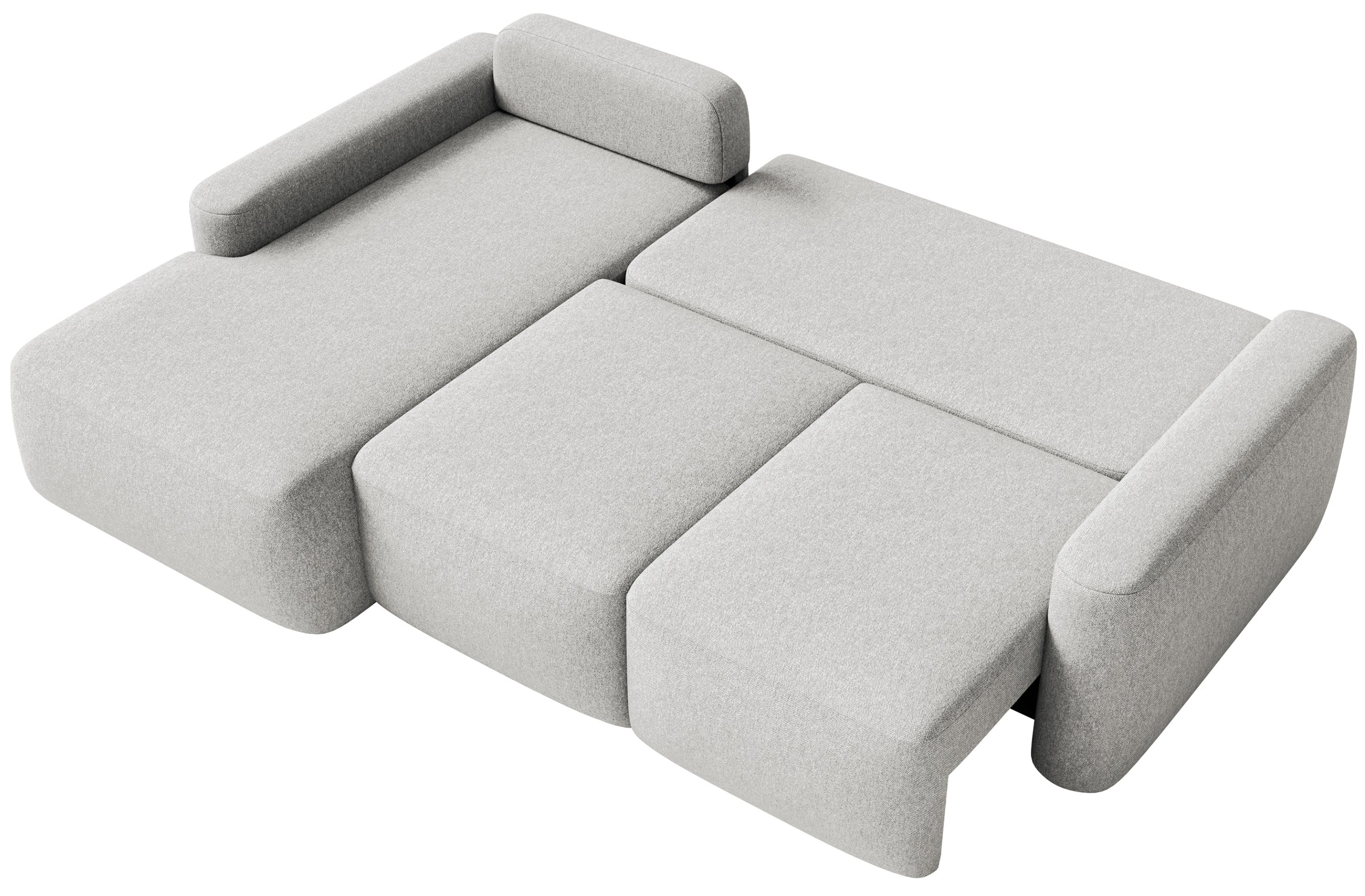 Ecksofa mit Schlaffunktion Carnos Mini, L-förmig, linksseitig, grau-beige, pflegeleichter Chenille-Stoff