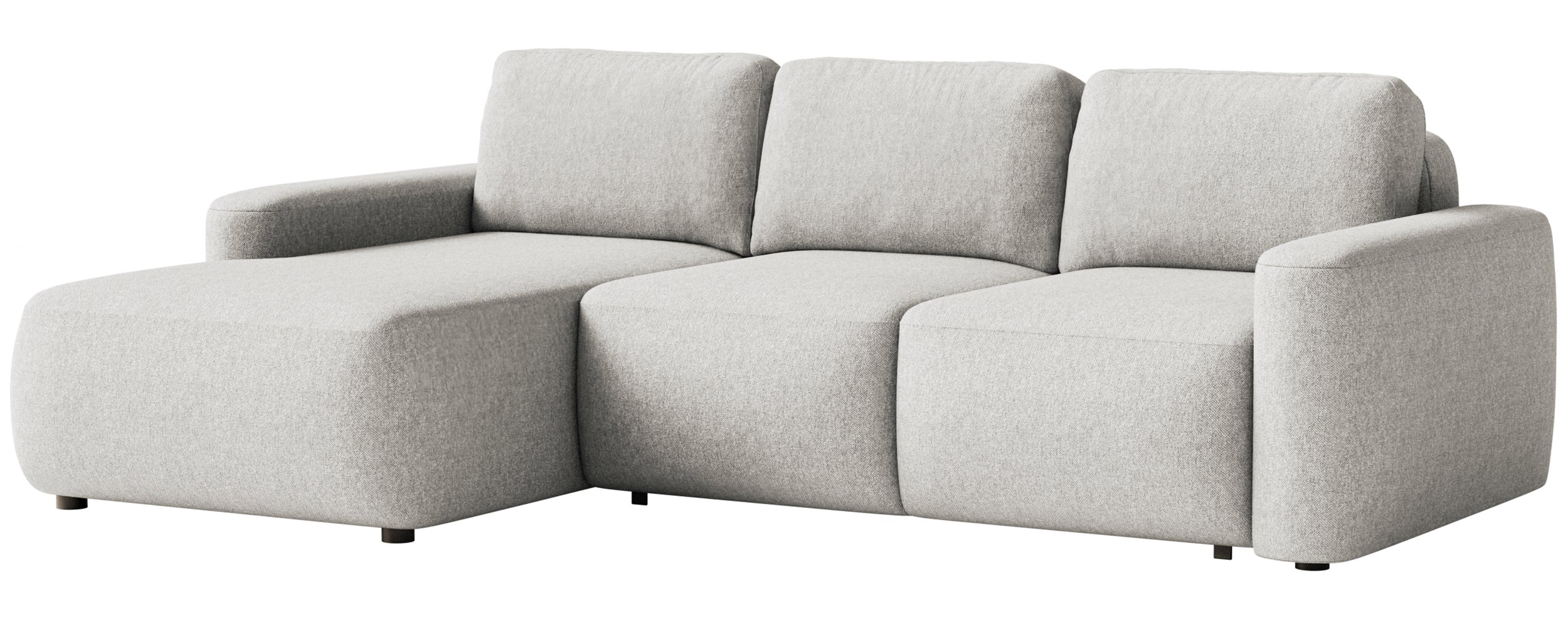 Ecksofa mit Schlaffunktion Carnos Mini, L-förmig, linksseitig, grau-beige, pflegeleichter Chenille-Stoff