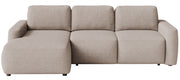 Ecksofa mit Schlaffunktion Carnos Mini, L-förmig, linksseitig, beige, pflegeleichter Chenillestoff