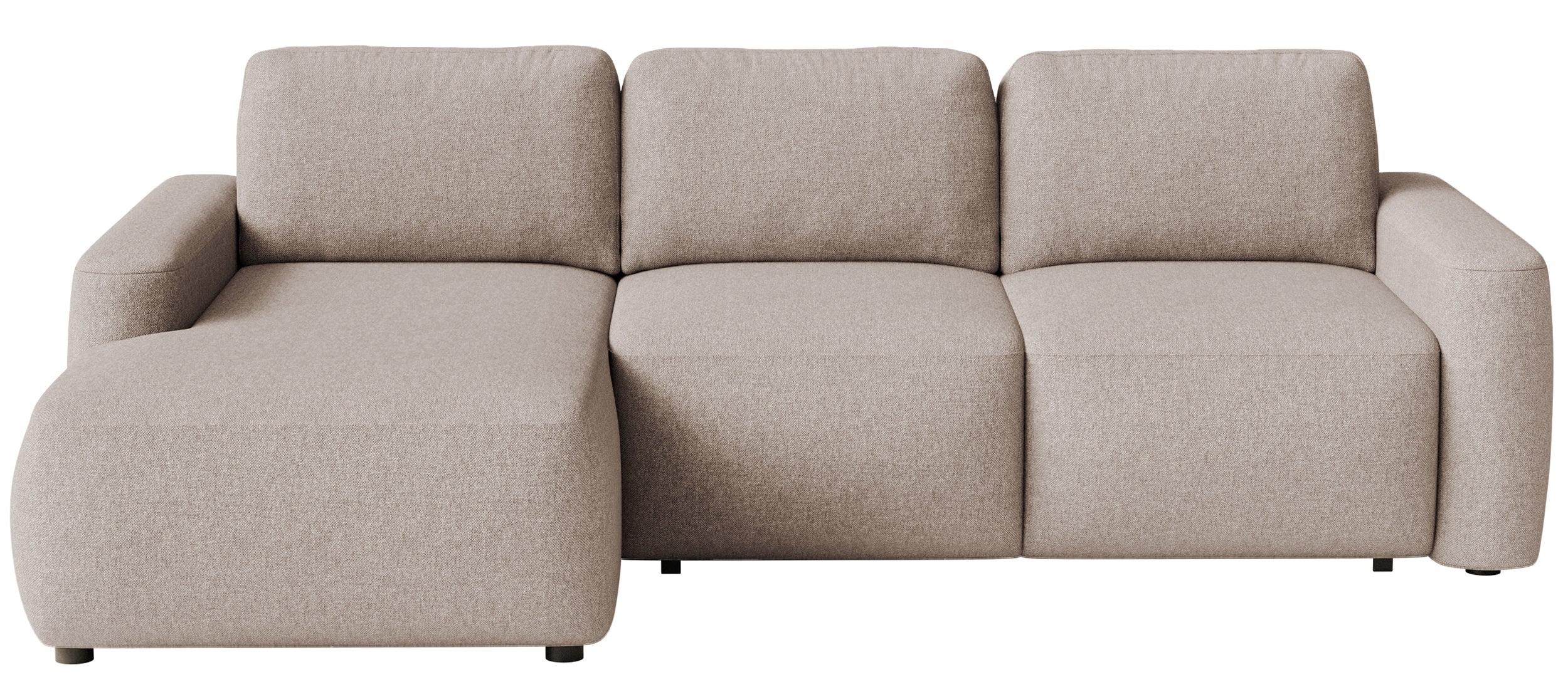 Ecksofa mit Schlaffunktion Carnos Mini, L-förmig, linksseitig, beige, pflegeleichter Chenillestoff