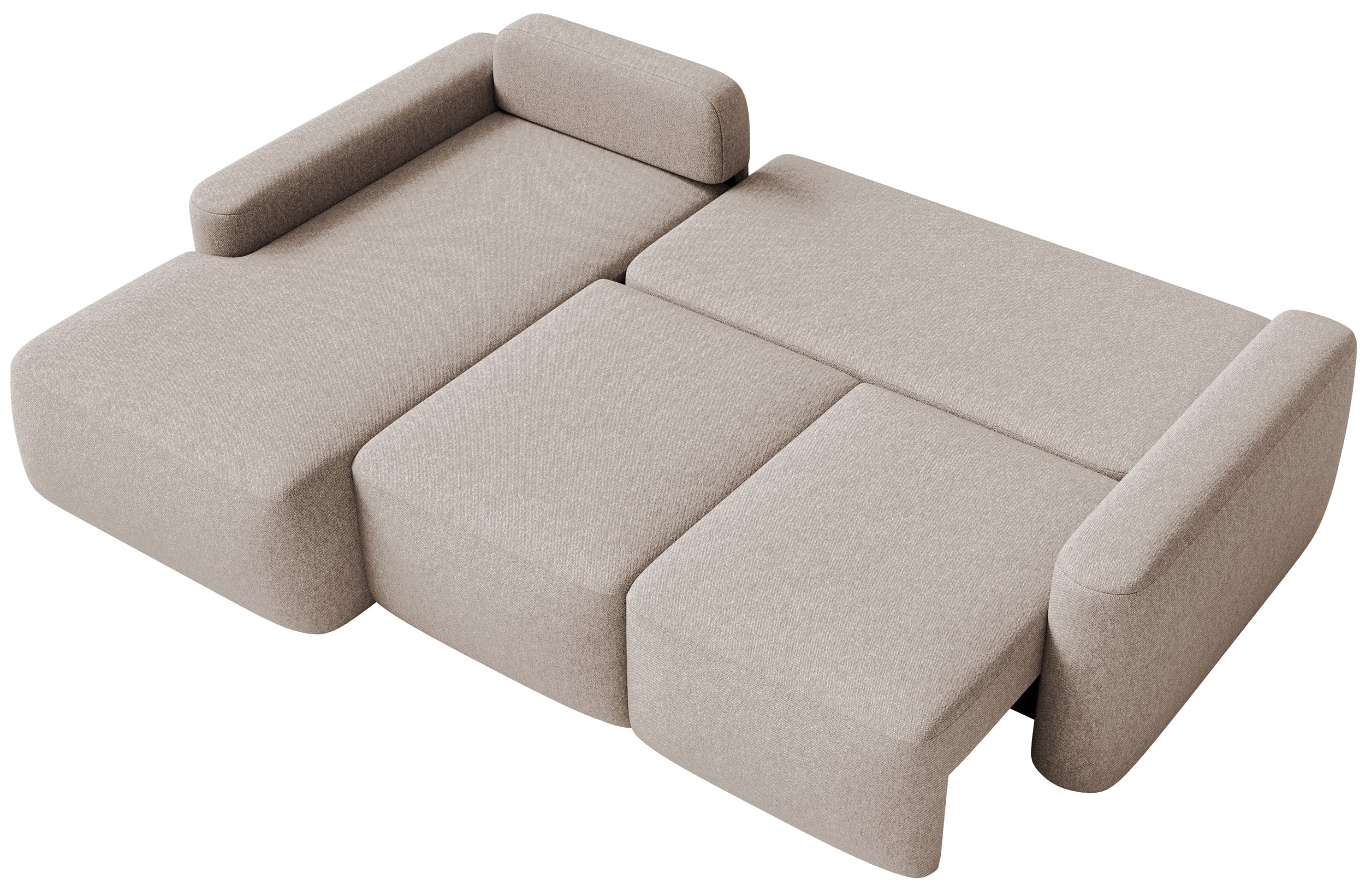 Ecksofa mit Schlaffunktion Carnos Mini, L-förmig, linksseitig, beige, pflegeleichter Chenillestoff