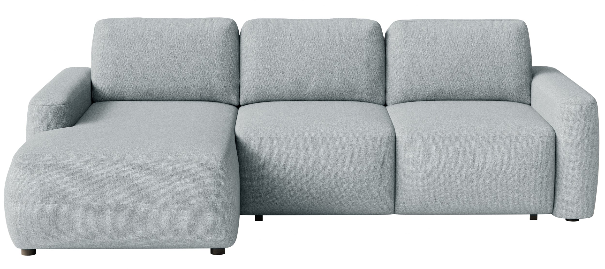 Ecksofa mit Schlaffunktion Carnos Mini, L-förmig, linksseitig, grau, pflegeleichter Chenille-Stoff