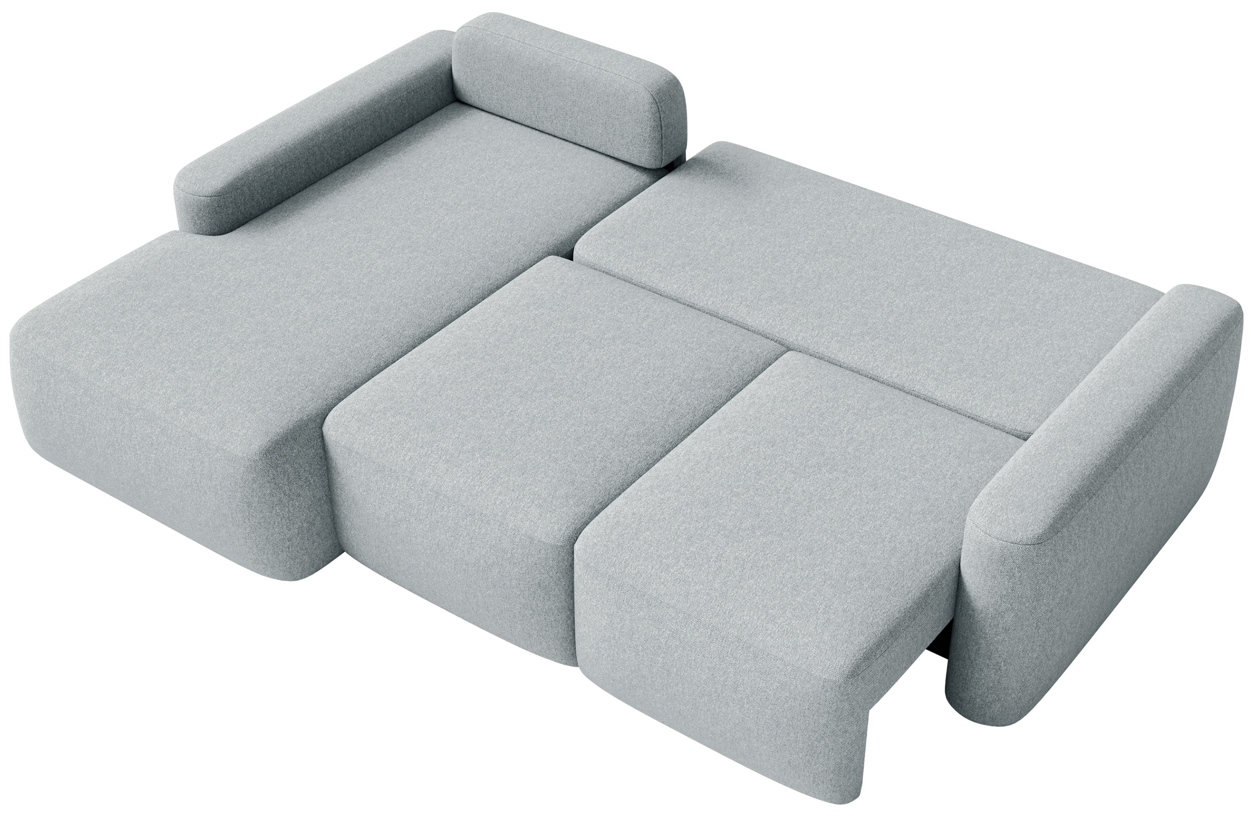 Ecksofa mit Schlaffunktion Carnos Mini, L-förmig, linksseitig, grau, pflegeleichter Chenille-Stoff