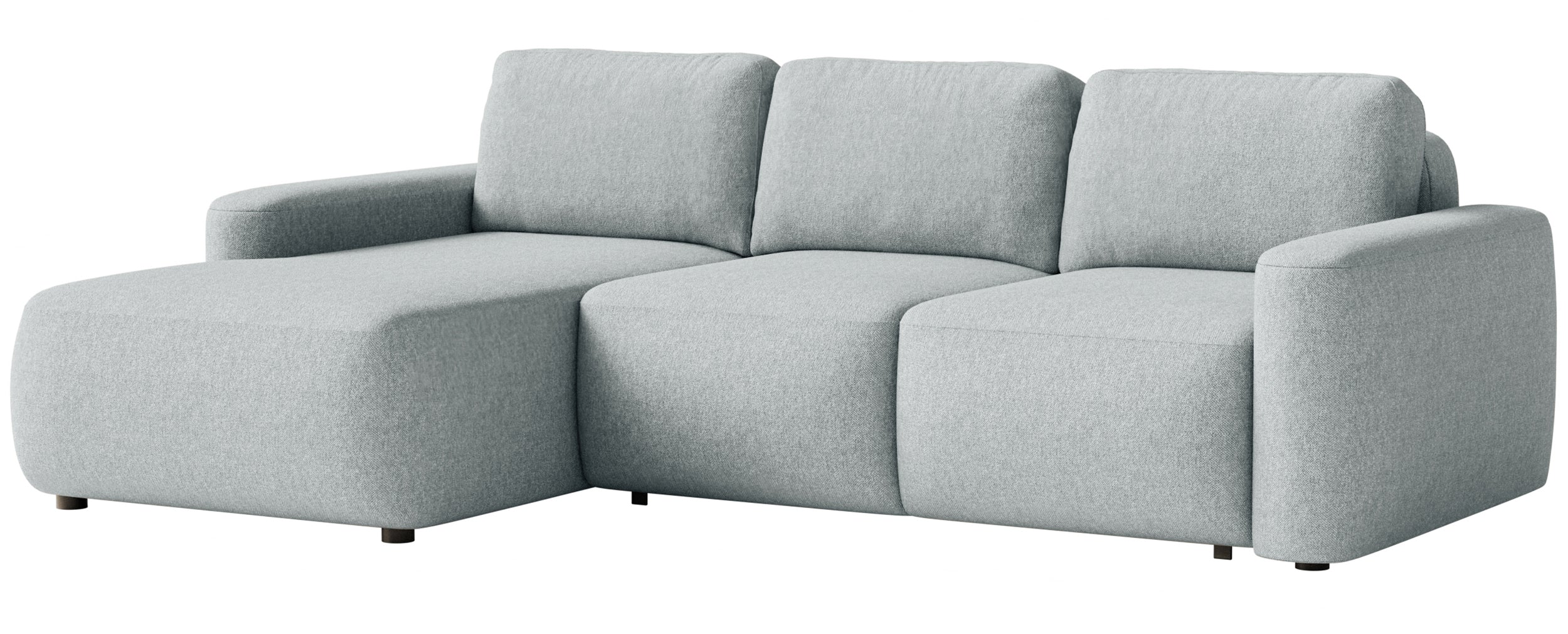 Ecksofa mit Schlaffunktion Carnos Mini, L-förmig, linksseitig, grau, pflegeleichter Chenille-Stoff