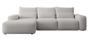Ecksofa mit Schlaffunktion Carnos, L-förmig, mit zusätzlichen Lendenkissen, grauer hydrophober Chenille-Stoff, linksseitig