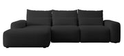 Ecksofa mit Schlafunktion Carnos, L-förmig, mit zusätzlichen Lendenkissen, schwarzer hydrophober Chenille, linksseitig