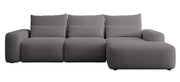 Ecksofa mit Schlaffunktion Carnos, L-förmig, mit zusätzlichen Lendenkissen, dunkelgrauer hydrophober Chenille, rechtsseitig