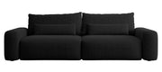 Dreisitziges ausklappbares Sofa Carnos, schwarz, hydrophobes Chenille, schwarze Beine